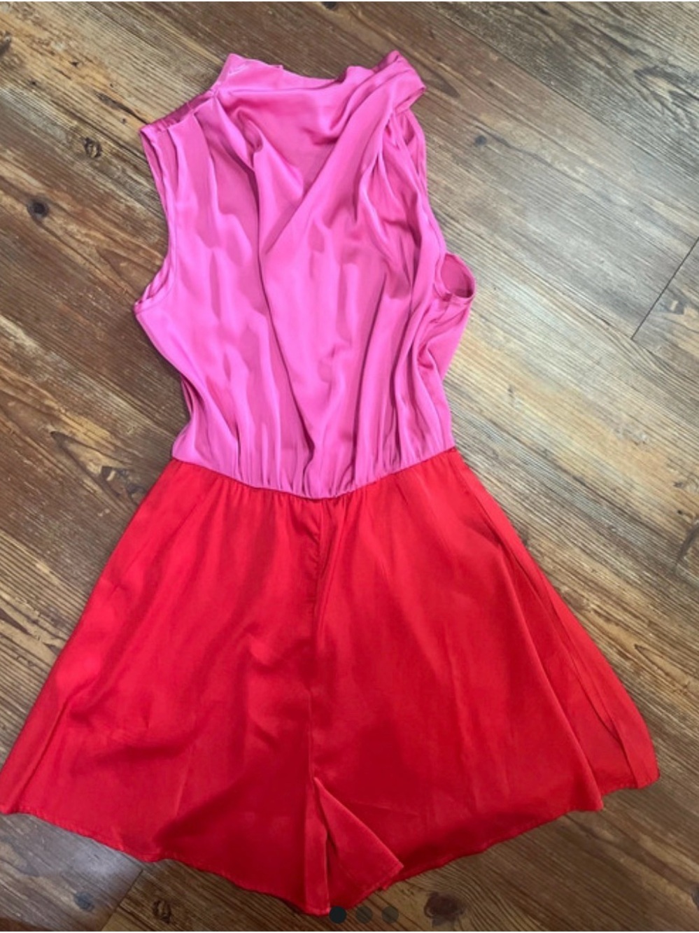 Sleeveless Pink and Red Colorblock Romper